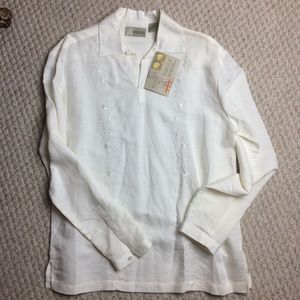 NWT men’s Cubavera linen long sleeve shirt M